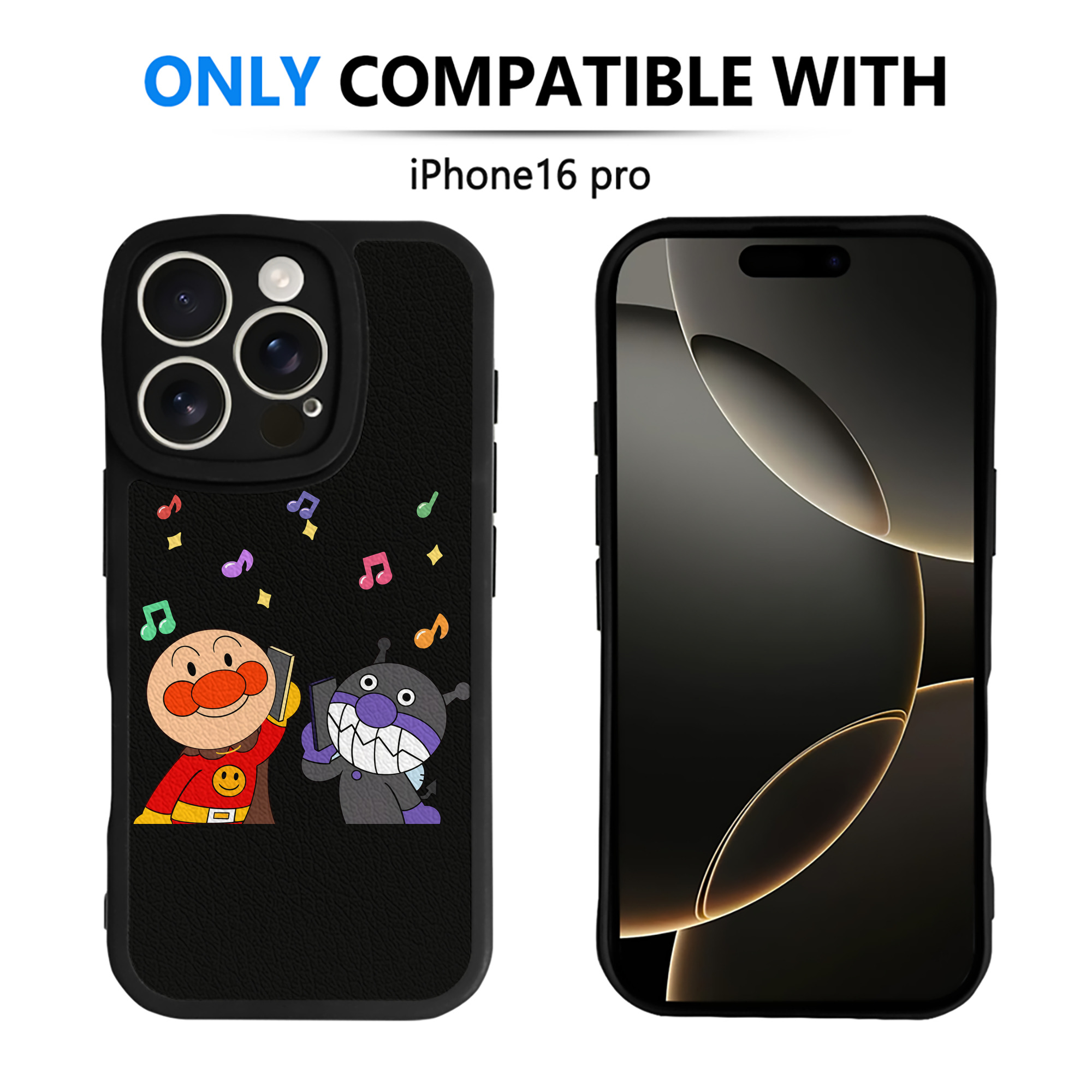 （画像用） アンパンマン Anpanman 【iPhone 16シリーズ対応】シリコンスマホケース（レザー調） 材質：シリコン